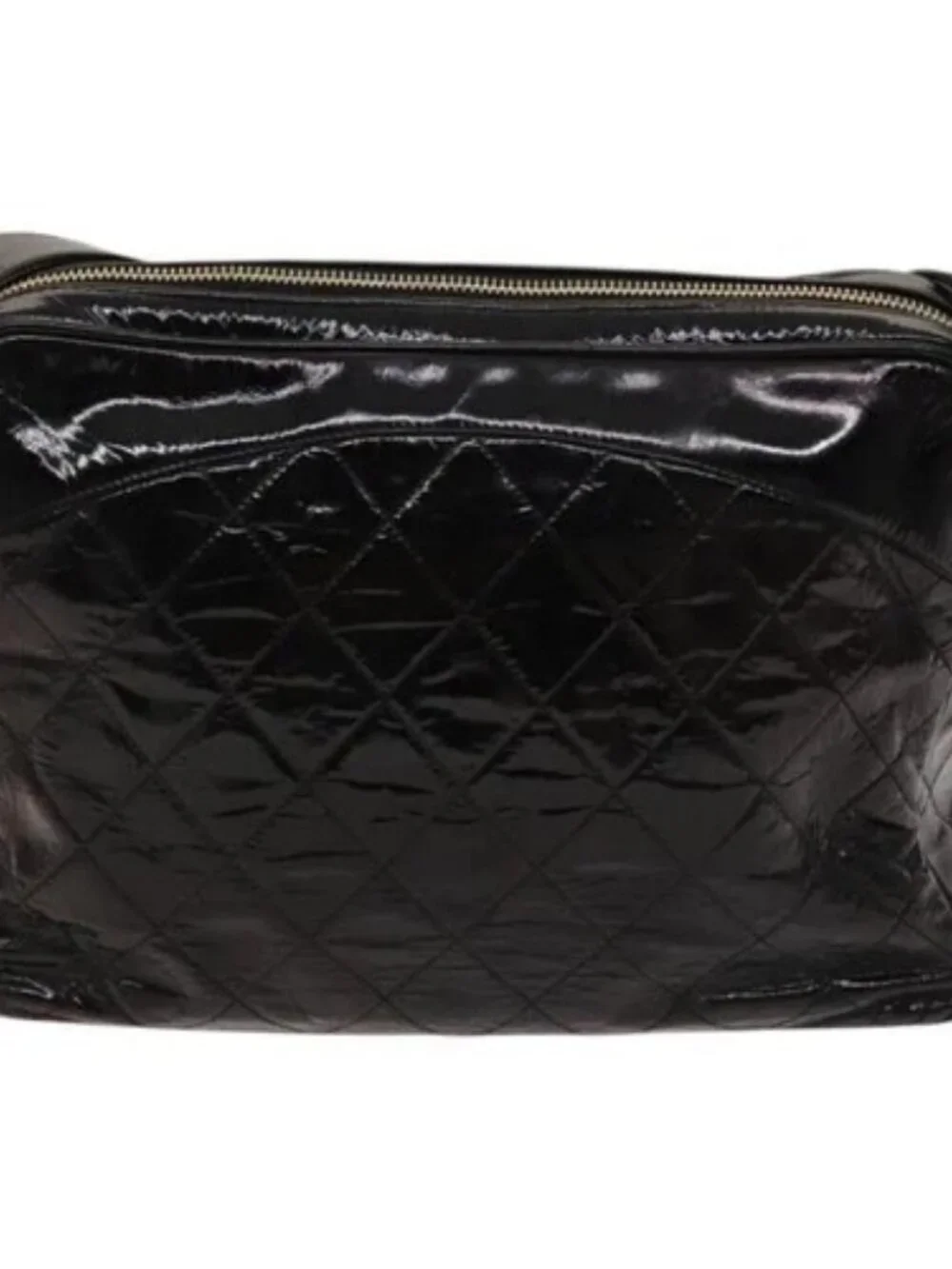 CHANEL Matelasse Chain Shoulder Bag Enamel Black Gold CC Auth bs25491